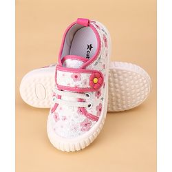 Cute Walk by Babyhug Casual Shoes with Velcro Closure & Floral Print & Applique - Fuchsia