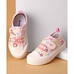 Cute Walk by Babyhug Velcro Closure Casual Shoes with Floral Print - Pink