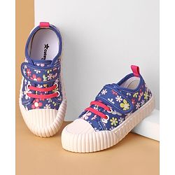 Cute Walk by Babyhug Velcro Closure Casual Shoes with Floral Print - Blue