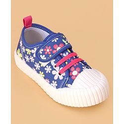 Cute Walk by Babyhug Velcro Closure Casual Shoes with Floral Print - Blue
