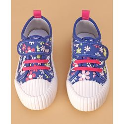 Cute Walk by Babyhug Velcro Closure Casual Shoes with Floral Print - Blue
