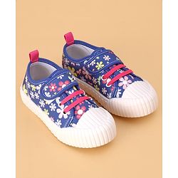 Cute Walk by Babyhug Velcro Closure Casual Shoes with Floral Print - Blue
