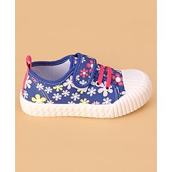 Cute Walk by Babyhug Velcro Closure Casual Shoes with Floral Print - Blue