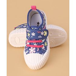 Cute Walk by Babyhug Velcro Closure Casual Shoes with Floral Print - Blue