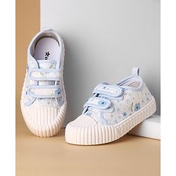 Cute Walk by Babyhug Casual Shoes with Velcro Closure &  Floral Print - Blue