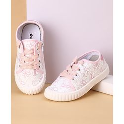 Cute Walk by Babyhug Lace Ups Casual Shoes Floral Print - Pink
