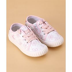 Cute Walk by Babyhug Lace Ups Casual Shoes Floral Print - Pink