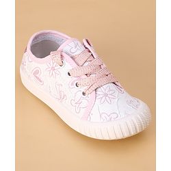 Cute Walk by Babyhug Lace Ups Casual Shoes Floral Print - Pink