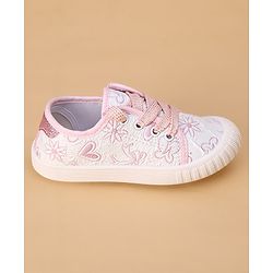 Cute Walk by Babyhug Lace Ups Casual Shoes Floral Print - Pink