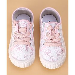 Cute Walk by Babyhug Lace Ups Casual Shoes Floral Print - Pink
