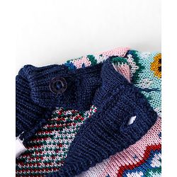 Babyhug Knitted Full Sleeves Pullover Sweater Set With Christmas Theme Design - Navy Blue
