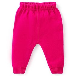 Babyhug Knitted Full Sleeves Pullover Sweater Set With Floral Design- Pink
