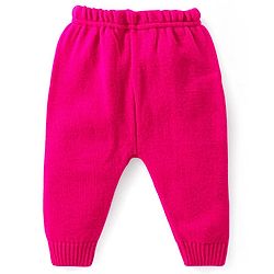 Babyhug Knitted Full Sleeves Pullover Sweater Set With Floral Design- Pink
