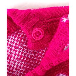 Babyhug Knitted Full Sleeves Pullover Sweater Set With Floral Design- Pink