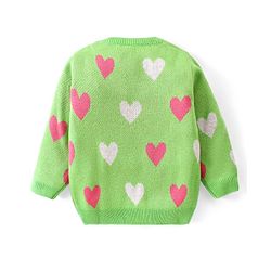 Babyhug Knit Full Sleeves Sweater Set With Hearts Design - Green