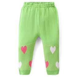 Babyhug Knit Full Sleeves Sweater Set With Hearts Design - Green