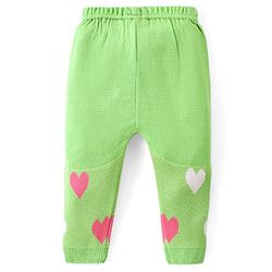 Babyhug Knit Full Sleeves Sweater Set With Hearts Design - Green