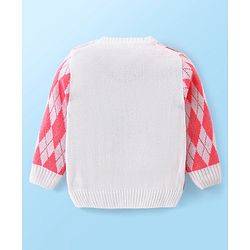 Babyhug Knit Full Sleeves Sweater Set With Argyle Design - Pink