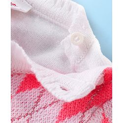 Babyhug Knit Full Sleeves Sweater Set With Argyle Design - Pink