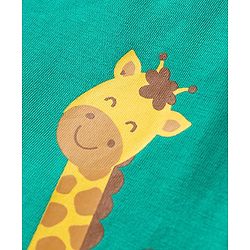 Babyhug Cotton Knit Full Sleeves Night Suit with Wild Animal Print - Sea Green