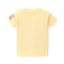 Babyhug Disney Cotton Knit Half Sleeves T-Shirt & Denim Shorts Set With Cars Graphics - Yellow & Blue