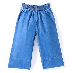 Babyhug Disney Cotton Knit Full Length  Denim Jeans with Minnie Mouse Print - Blue
