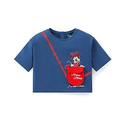 Babyhug Disney Cotton Knit Half Sleeve T-Shirt With Minnie Mouse Print - Blue