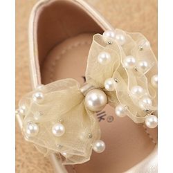 Cute Walk by Babyhug Slip On Ballerinas with Velcro Closure & Bow Applique - Gold