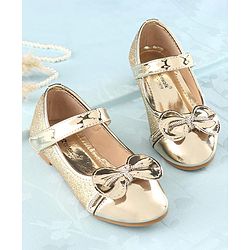 Cute Walk By Babyhug Ballerinas With Velcro Closure & Bow Applique - Golden