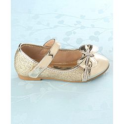 Cute Walk By Babyhug Ballerinas With Velcro Closure & Bow Applique - Golden