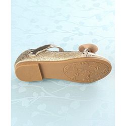 Cute Walk By Babyhug Ballerinas With Velcro Closure & Bow Applique - Golden