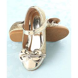 Cute Walk By Babyhug Ballerinas With Velcro Closure & Bow Applique - Golden