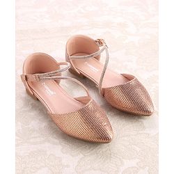 Cute Walk by Babyhug Buckle Closure Stone Embellished Ballerina - Champagne