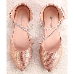 Cute Walk by Babyhug Buckle Closure Stone Embellished Ballerina - Champagne