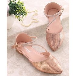Cute Walk by Babyhug Buckle Closure Stone Embellished Ballerina - Champagne