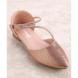 Cute Walk by Babyhug Buckle Closure Stone Embellished Ballerina - Champagne