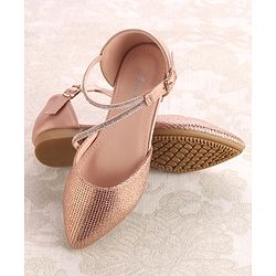 Cute Walk by Babyhug Buckle Closure Stone Embellished Ballerina - Champagne