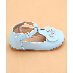 Cute Walk by Babyhug Slip On Ballerinas with Velcro Closure & Bow Applique - Blue