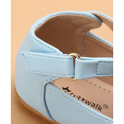 Cute Walk by Babyhug Slip On Ballerinas with Velcro Closure & Bow Applique - Blue