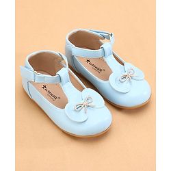 Cute Walk by Babyhug Slip On Ballerinas with Velcro Closure & Bow Applique - Blue