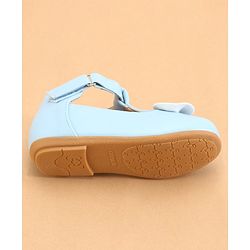Cute Walk by Babyhug Slip On Ballerinas with Velcro Closure & Bow Applique - Blue