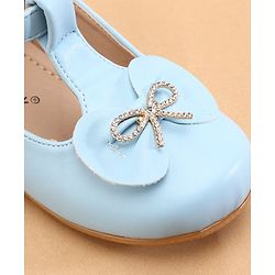 Cute Walk by Babyhug Slip On Ballerinas with Velcro Closure & Bow Applique - Blue