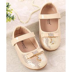 Cute Walk by Babyhug Velcro Closure Ballerina With Bow Applique- Golden
