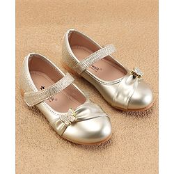 Cute Walk By Babyhug Ballerinas With Velcro Closure & Butterfly Applique - Golden