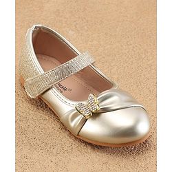 Cute Walk By Babyhug Ballerinas With Velcro Closure & Butterfly Applique - Golden