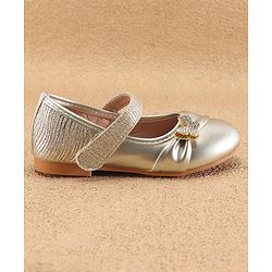 Cute Walk By Babyhug Ballerinas With Velcro Closure & Butterfly Applique - Golden