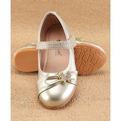 Cute Walk By Babyhug Ballerinas With Velcro Closure & Butterfly Applique - Golden