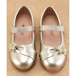Cute Walk By Babyhug Ballerinas With Velcro Closure & Butterfly Applique - Golden