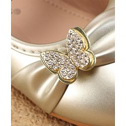 Cute Walk By Babyhug Ballerinas With Velcro Closure & Butterfly Applique - Golden