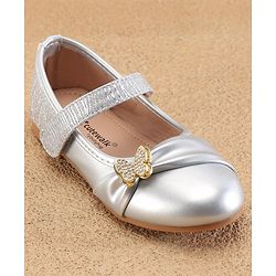 Cute Walk By Babyhug Ballerinas With Velcro Closure & Butterfly Applique - Golden